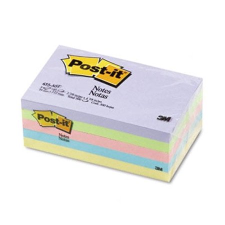 POST-IT Sticky note Notes 655-AST 3 x 5- Five Pastel Colors- 5 100-Sheet Pads/Pack 655-AST